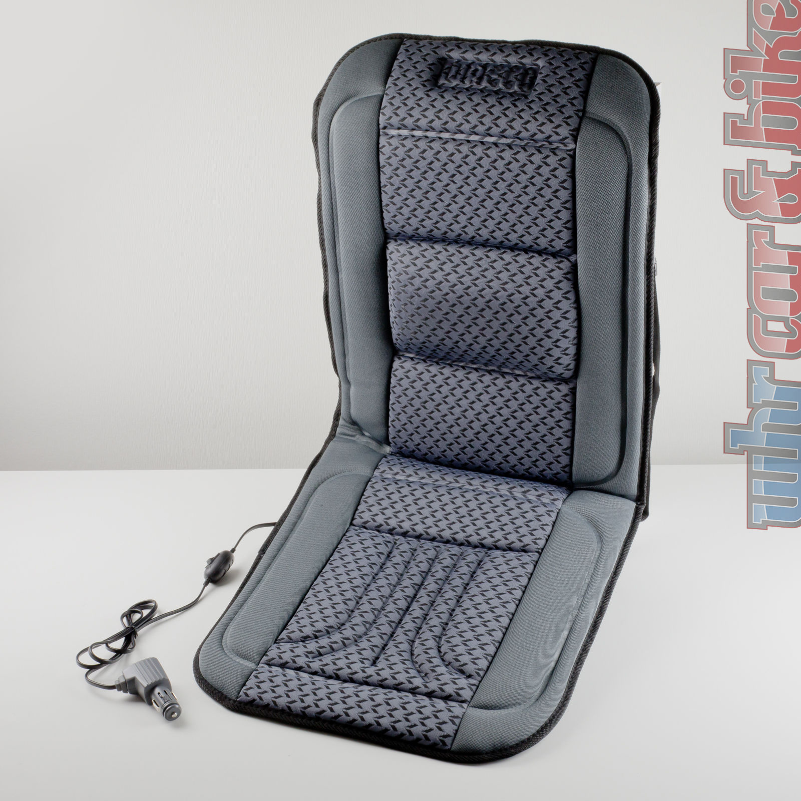Beheizbarer Sitzbezug mit Thermostat 12V grau/schwarz