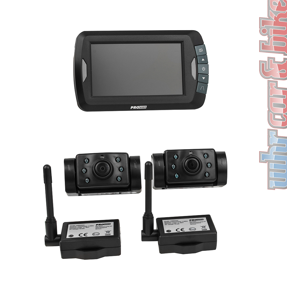 ProUser 12V Funk Einparkhilfe Kameras Nachtsicht | Rückfahrkamera WHR Rückfahrkameras | mit Car&Bike 4,3\